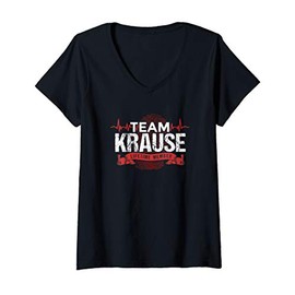 Womens KRAUSE TEAM Family Reunions DNA Heartbeat T-Shirt T-Shirt V-Neck T-Shirt