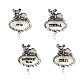 Heritage Pewter Cheese Markers – Set of 4 | Cheddar, Swiss, Monterey Jack, Colby Cheese Labels for Housewarming Gift, Dinner Party Trays, Weddings, Birthdays | Expertly Crafted Pewter