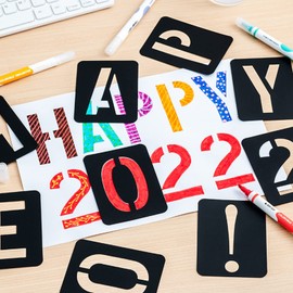 KAKAYAYA Stencils 42PCS Letter and Number Template - Reusable Washable Alphabet Stencils - Eco-friendly PP Artcraft Template - Wood Scrapbooking Fabric Wall Door Decor Painting Home Sign