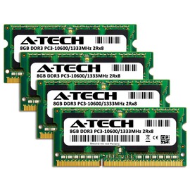 A-Tech 32GB (4x8GB) RAM for Apple iMac (Mid 2010 27 inch 4-Core, Mid 2011 21.5/27 inch) | DDR3 1333MHz PC3-10600 204-Pin SODIMM Memory Upgrade Kit