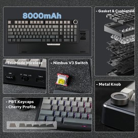 EPOMAKER X Aula F99 PRO Wireless Gaming Keyboard with 8000mAh Battery, Hot Swappable Creamy Keyboard, 2.4GHz/Type-C/BT5.0, NKRO, RGB Backlit for Win/Mac/Gaming (Black Gradient)