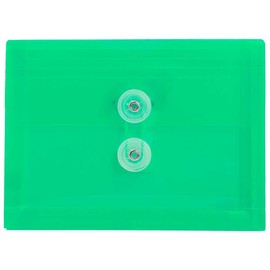Sobre de plástico Jam Paper con cierre de botones y corbata de lazo - Tamaño del índice - 13.97 cm x 19.05 cm, Verde