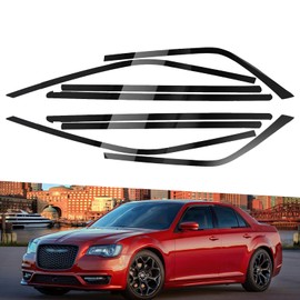 x xotic tech Chrome Delete Blackout Vinyl Overlay Side Window Trim Door Cover Decal Sticker Compatible with Chrysler 300 2011-2023 (Gloss Black) 8pcs/Set