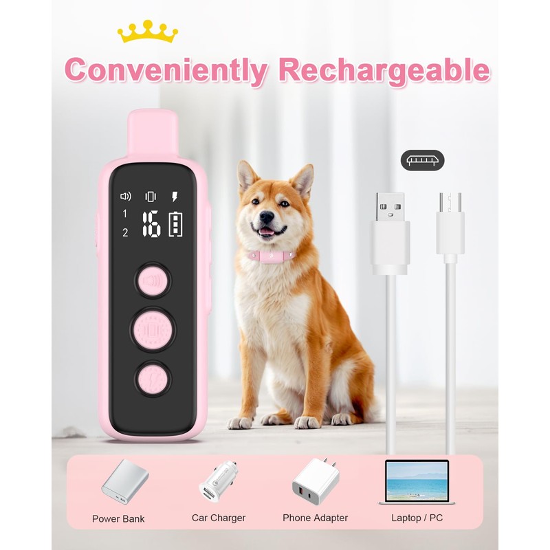 Bousnic Shock Collar for Dogs - Waterproof Rechargeable Dog Electric