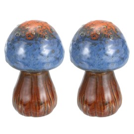 sourcing map 2 Pcs Toilet Bolt Covers, Ceramics Toilet Bolt Caps Mushroom Decor Covers Cute Mushroom Toilet Screw Cover Caps for Decor Bathroom 2.56"x2.56"x4.33"(L*W*H), Navy-Brown