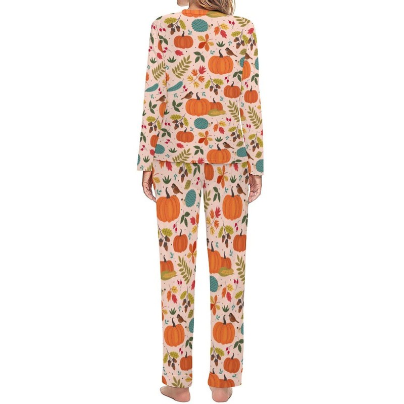 Lutto Fall Pajamas Set Thanksgiving Pumpkin Pajamas for Women, Long
