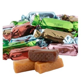 Nuts To You Assorted Toffees Foil Wrapped | Each Candy Individually Foil Wrapped | The assortment includes vanilla, chocolate, strawberry, rum, and green apple. (1 Pound)