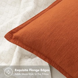 MIULEE Decorative Linen Lumbar Pillow Covers 12x20 Inch Burnt Orange ​Boho Farmhouse​ ​Neutral Couch Throw Pillows for Bed Pack of 2 Accent Modern Pillowcase Summer Sofa Livingroom Home Decor
