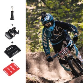 HSU Action Cam Helmhalterung für GoPro, Sicherungsband und Motorrad Halterung für Hero 12/11/10/9/8/7/6/5/4/3 und meisten Action-Kameras