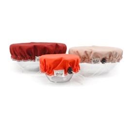 Marley's Monsters Linen Bowl Cover Bundle - Set of 3 - Washable and Reusable (Lava)