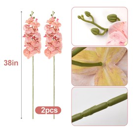 HUIANER Orchid Flowers Stems Artificial Orchid Flowers Branches 2PCS Faux Silk Orchids with Stem for Valentine's Day Home Office Wedding Party Décor (Pink 38")