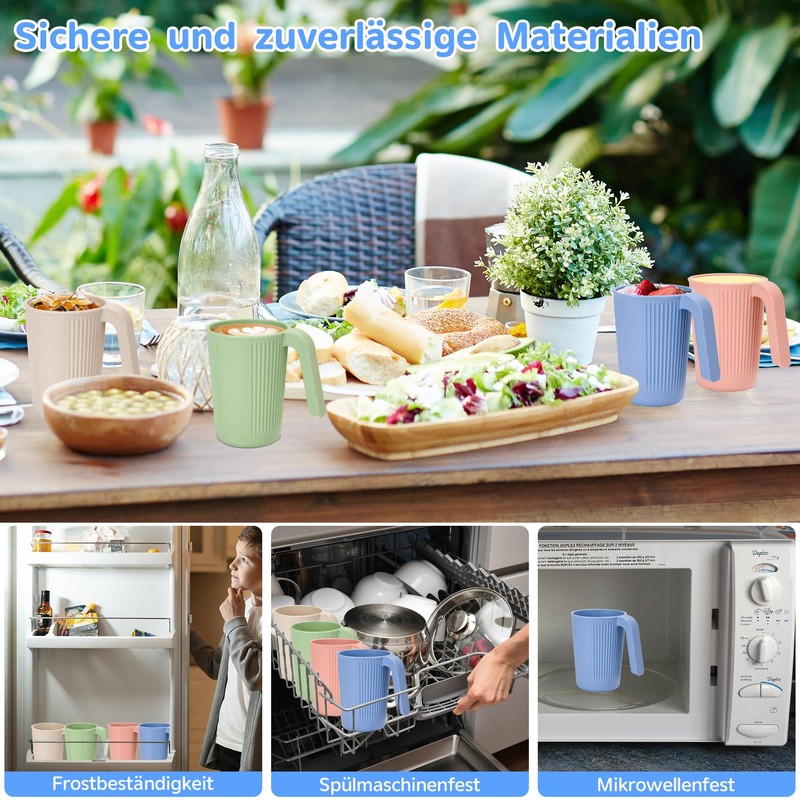 Unbreakable Drinking Cups, Set of 4 Drinking Cups, 350 ml