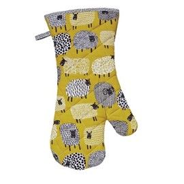 Ulster Weavers Dotty Sheep Cotton Single Gauntlet Oven Glove - with Cute Animal Hand Drawn Design, Yellow - 100% Cotton Oven Mitt - Cooking Gifts for Bakers & Chefs - Homeware & Kitchenware Range