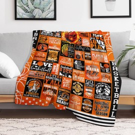 Basketball Throw Blanket - Soft Flannel Sports Basketball Blankets for Girls Boys Kids Basketball Lovers - Warm Basketball Throw Blankets for All Season Lap, Chair, Sofa - 50"x40"