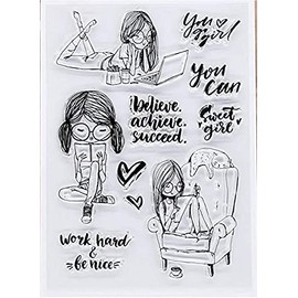 Welcome to Joyful Sweet Girls Believe Achieve Succeed Clear Stamp for Card Making, Decoration and Scrapbooking, 11 x 16 cm