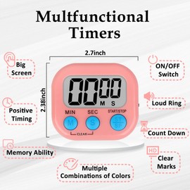 ZILLEN 6 Pack Kitchen Timers for Cooking Digital Classroom Timers for Teachers Kids Blue Green Pink