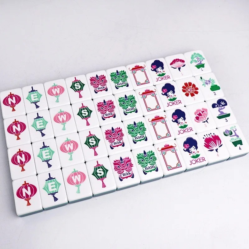 Dark Green Acrylic Mahjong Tiles American Mahjong 4-layer Engraved American