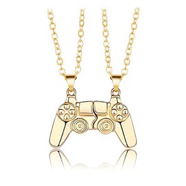 COLORFUL BLING 1 Pair Game Controller Matching Couple Pendant Necklaces Set Game Pad Friendship BFF Best Friends for Him and Her Street Hiphop Jewelry-Gold
