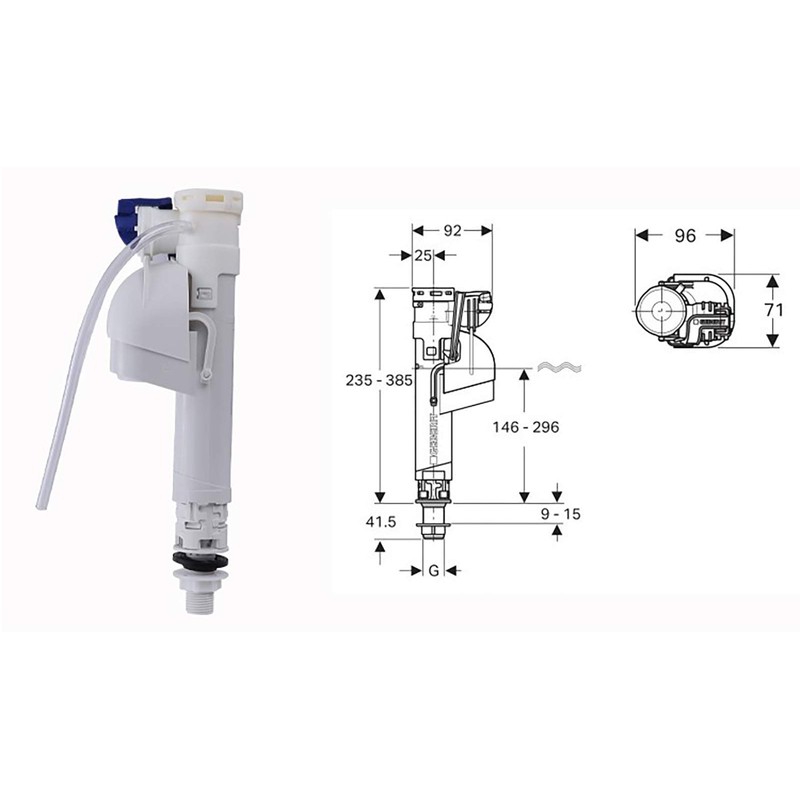 Geberit Impuls 360 Adjustable Bottom Inlet with Filling Valve 1/2"