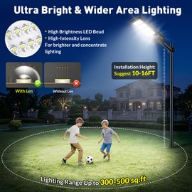 Solar Street Lights Outdoor 2-Pack, 18000LM 6500K Waterproof LED Motion Sensor Solar Flood Light, Dusk to Dawn Outdoor Lighting with Remote, Solar-Powered Commercial Area Lighting for Parking Lot Yard