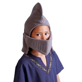 CoolChange Warm Children's Fleece Hat in Knight's Helmet Design | Children's Knight Hat | Grey, gray