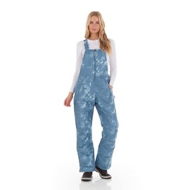 Arctic Quest Womens Ski Snow Bibs Pants Insulated Water Resistant Overalls Snowboarding Winter Waterproof Pants Women, Grey Tie, Large