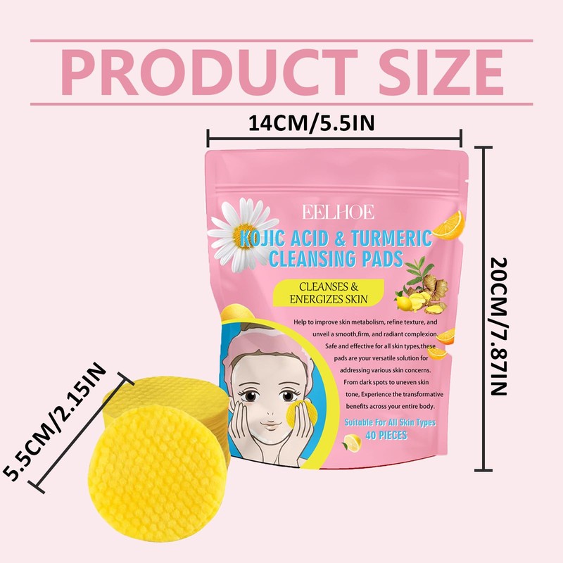 Landrain Turmeric Kojic Acid Pads, Mild and Irritation-Free, Pack of