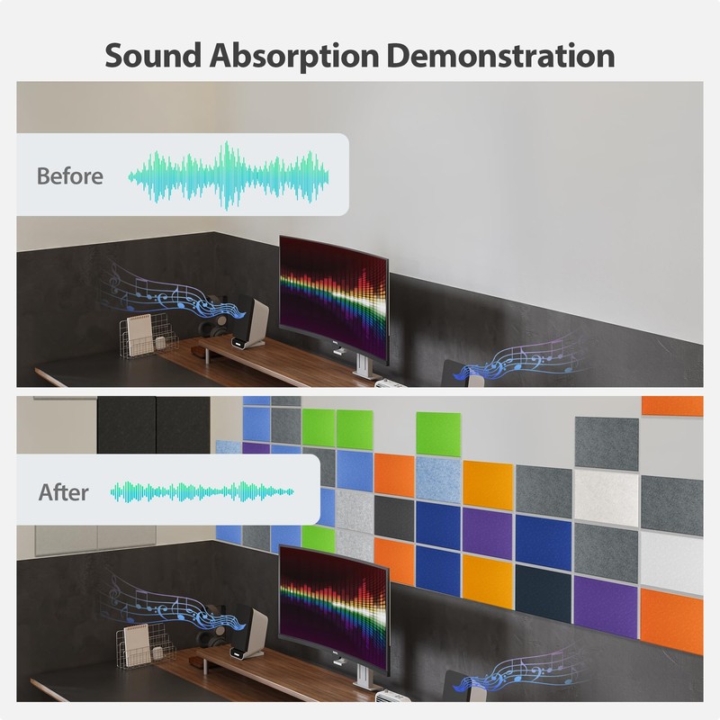 Amantech 12 Pack Acoustic Panels Self Adhesive Sound Proof Foam,