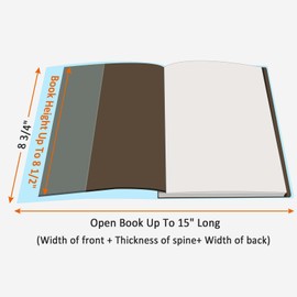 Clear Book Covers 50 PCS for 8 1/2" Tall Books, Adjustable Book Covers, Protect Against Wear and Tear, Water and Dust, Archival Safe, Adjustable for Book Size: 8 1/2" Tall x Up to 15" Long (50 Pack)
