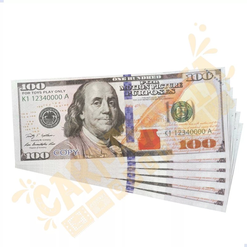 100 Billetes Juguete Dinero Didácticos Dólar Papel Utilería