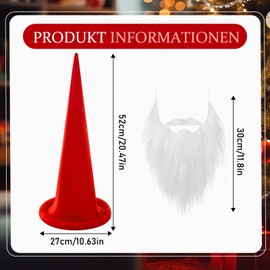 Geyoga Dwarf Hat with Beard Carnival Hat Dwarf Pointed Hat Gnome Hat Elf Hat Funny Dwarf Costume Accessories for Carnival Parade Fancy Dress Cosplay Party Women Men (Red)