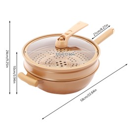 Micro Pressure Cooker Multifunctional Non-stick Clay Pot with Steamer Basket 12.6 Inch Steamer Micro Pressure Pot for Home Kitchens, Restaurants, Flats