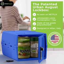 Urban August Dual Combination & Keyed Lockbox - Lockable Box for Everyday Use - Multi-Purpose lock for Home & Office Safety - Made of Industrial-Grade Plastic - One Size (Blue)
