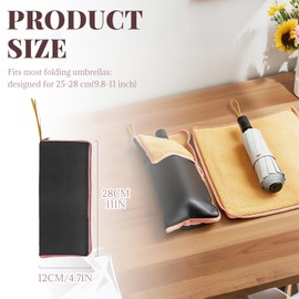 BOROLA Waterproof Umbrella Storage Bag Multi-Functional Water-Absorbing Umbrella Cover with Hanging Strap, Portable Wet Storage Folding Umbrella Sleeve for Car Travel Home Office Fits 9.8–11"(Orange)