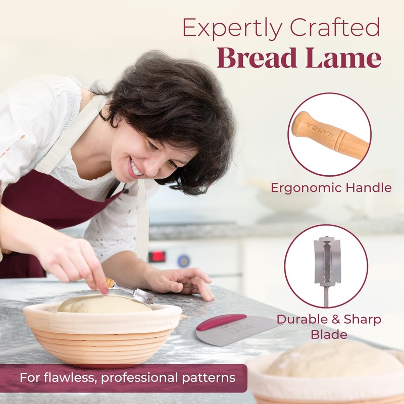 Sourdough Bread Baking Supplies with 2 Banneton Bread Proofing Basket