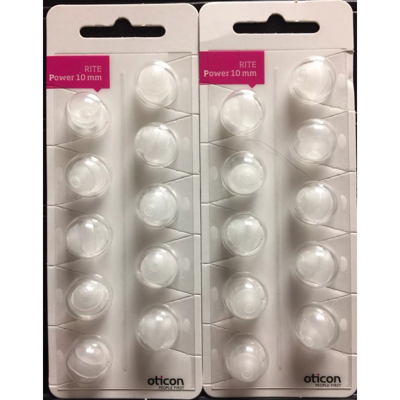 Oticon 2 Packs Oticon 10mm Power Rite Domes. 10 Domes/pack,