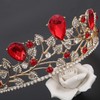 Frcolor Red Crystal Crown,Baroque Ruby Belle Crown Bridal Wedding Rhinestone