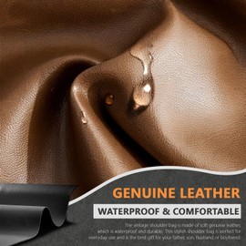 SPAHER Men's Leather Shoulder Bag Waterproof Men's Bags Leather Bag Handbag for Men Small Crossbody Bag for Work Vintage Messenger Bag for Everyday Life, D Black, Satchel bag