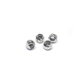 abalorio corrugadas de plata con revestimiento de rodio de 3 mm (tamaño del agujero 1,5 mm) se venden en paquetes (100 piezas) hallazgos de joyas, abalorio corrugadas redondas para hacer joyas, ideal
