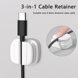 IFNOW 3-in-1 Cable Spring Holder Clips White 3 Pack Self Adhesive Cord Holder Under Desk Cable Management for Home,Office,Car,Desk,Nightstand