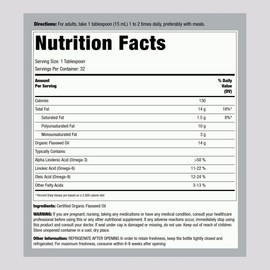 Piping Rock Flaxseed Oil | 16 Fl Oz | with Omega 3 6 9 | Organic Cold Pressed Liquid Supplement | Vegetarian, Non-GMO, Gluten Free Formula
