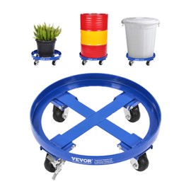 VEVOR 55 Gallon Drum Dolly, 2000 lbs Load Capacity, Heavy-Duty Barrel Dolly with Cross Braces and 4 Swivel Caster Wheels, Non Tipping Hand Truck Capacity Dollies for Warehouse Drum Handling, Blue