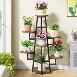 Tribesigns 7 Tier Plant Stand Indoor for Multiple Plants, Wooden Corner Plant Pots Holder Rack Flower Stand Tall Shelf Planter Organizer for Living Room Balcony Garden, Rustic Brown