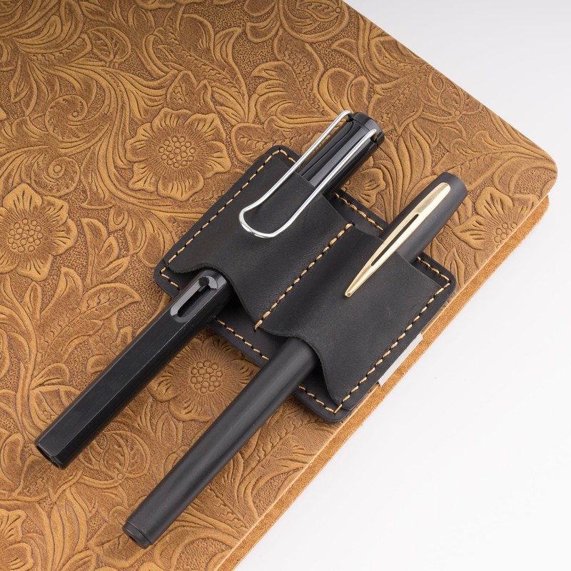 Leather Pen Loop Clip, Inserts Notebook Pen Holder