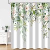 GKLEASG Sage Green Eucalyptus Shower Curtain Watercolor Leaves Floral Spring
