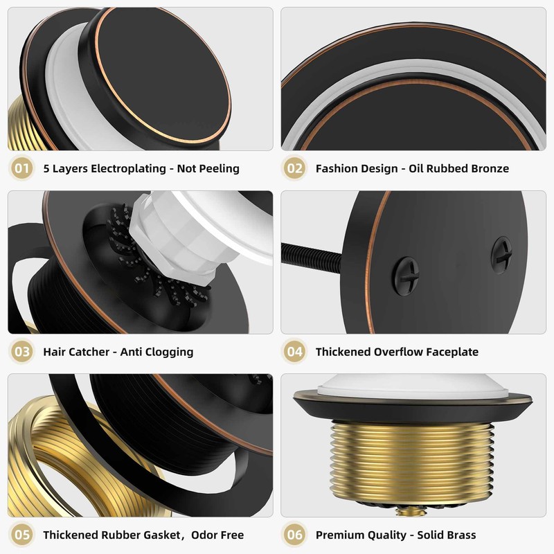 Sogmeter Oil Rubbed Bronze Tub Drain Kit with Hair Catcher,