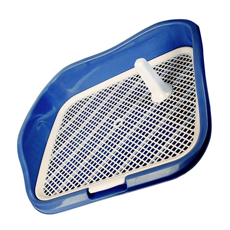Dog Potty Tray with Raised Fences Removable Mesh Grid Pad