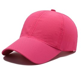 AWOCAN Foldable Baseball Cap Sun Protection Quick Dry Portable Folding Hats Breathable Mesh Hats Sun Hat Lightweight Adjustable UV Protection for Men Women for Outdoor (Polyester, Rose red)