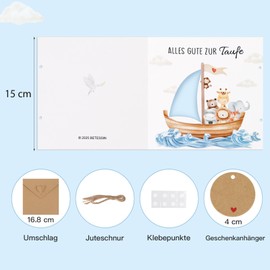 BETESSIN Geldgeschenke Verpackung Taufe Geschenk - Arche Noah Taufe Karte mit Umschlag - Glückwunschkarte zur Taufe - Originelle Taufgeschenke für Mächen und Jungen