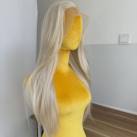 MISSWEN T Lace Front Wigs Women Synthetic Hair Pre Plucked Long Straight Platinum blonde